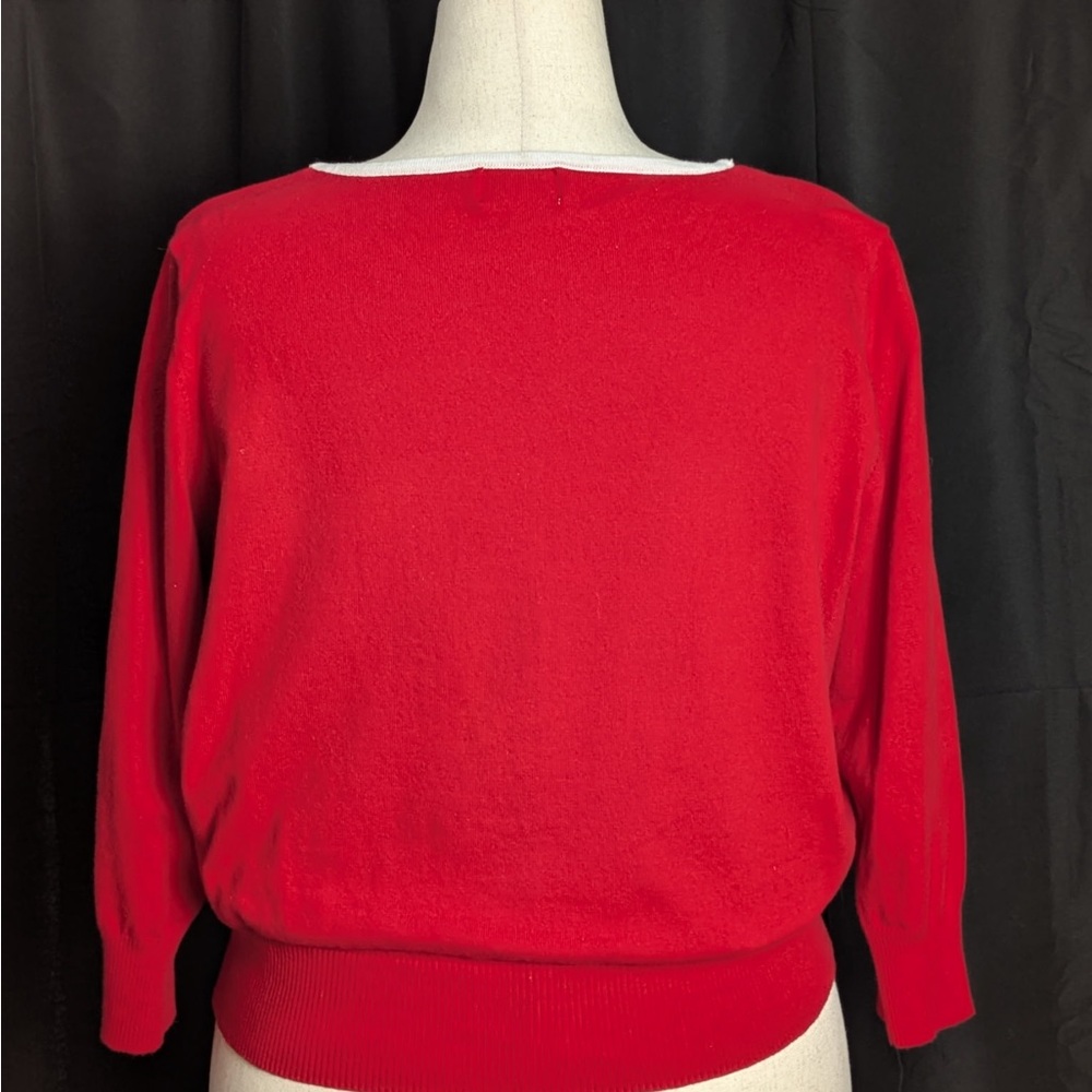 Unique Vintage Red & Ornament Accent Dandy Cardigan - Picture 2 of 5